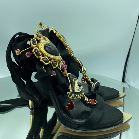 DSquared2 Treasure Ribbon Bejeweled Satin Sandals - Picture 5 of 7